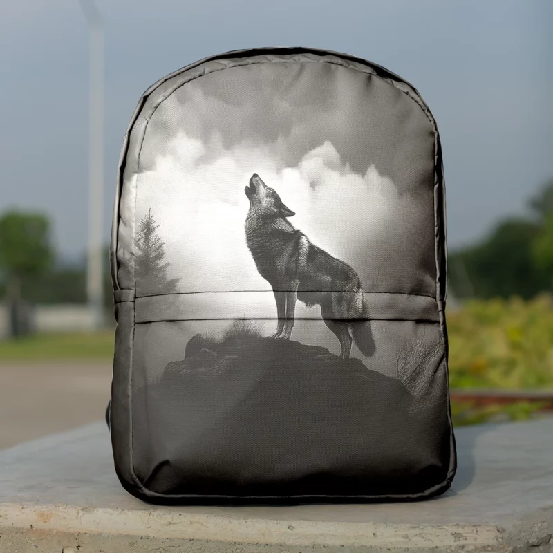 Wolf Howling at Night Minimalist Backpack