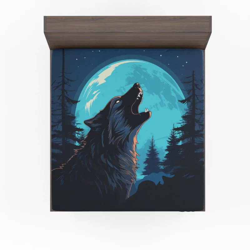 Wolf Howling at the Full Moon Fitted Sheet