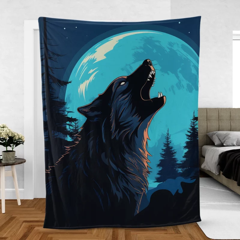 Wolf Howling at the Full Moon Fleece Blanket