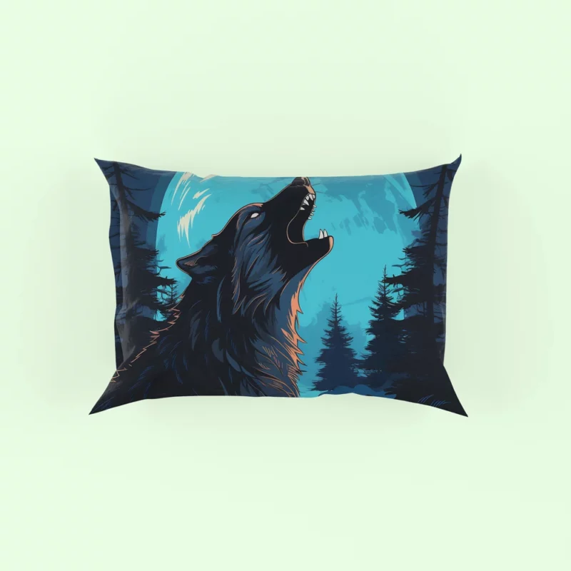 Wolf Howling at the Full Moon Pillow Case