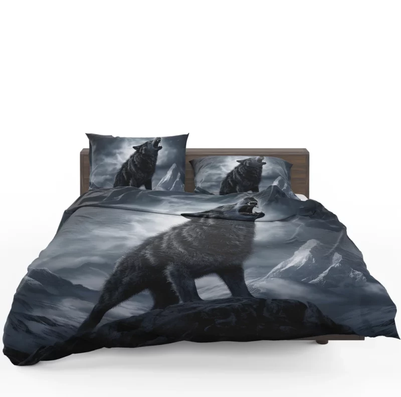 Wolf Howling in Night Bedding Set 1