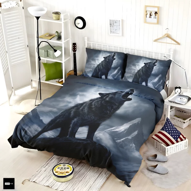 Wolf Howling in Night Bedding Set