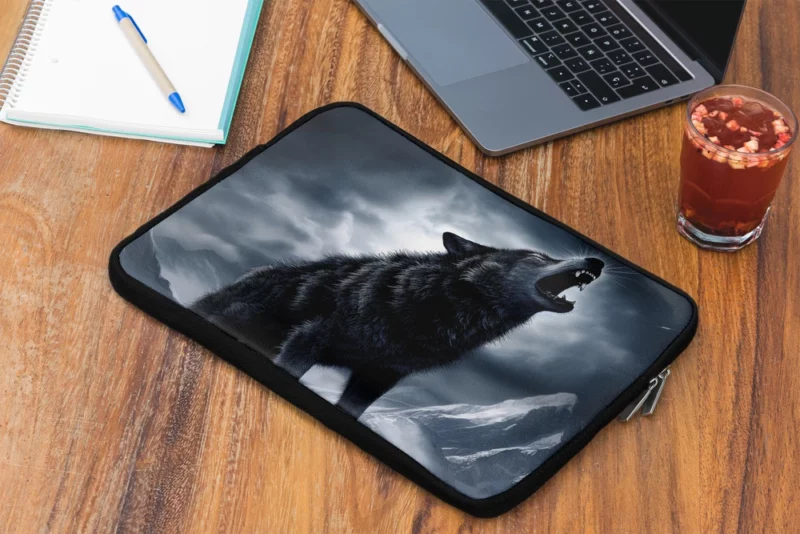 Wolf Howling in Night Laptop Sleeve 2