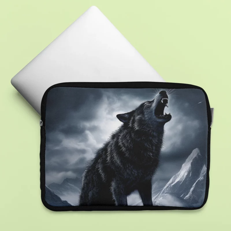 Wolf Howling in Night Laptop Sleeve