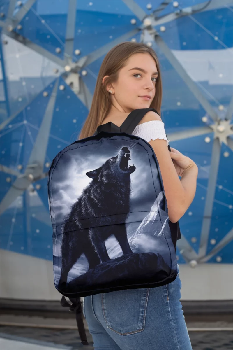 Wolf Howling in Night Minimalist Backpack 2