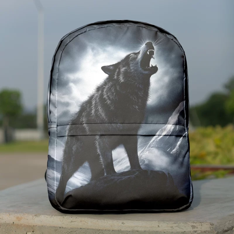 Wolf Howling in Night Minimalist Backpack