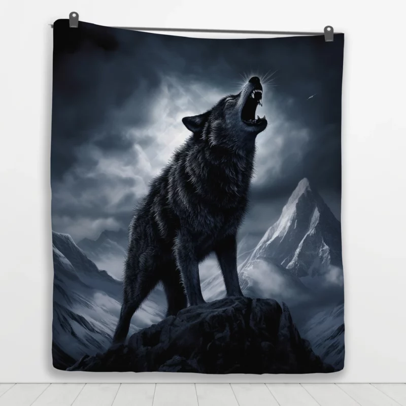 Wolf Howling in Night Quilt Blanket 1