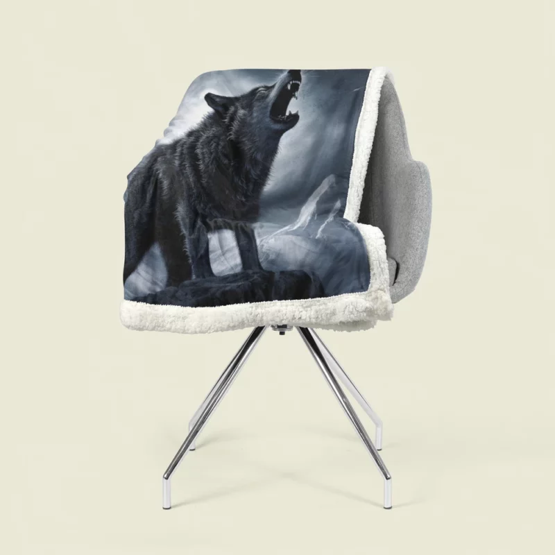 Wolf Howling in Night Sherpa Fleece Blanket 1