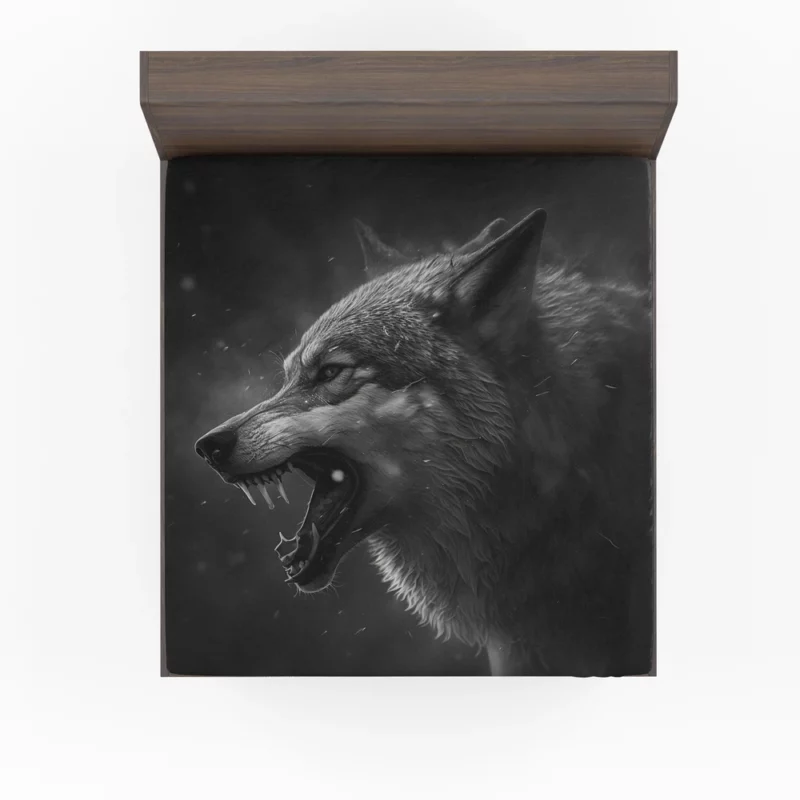 Wolf Portrait With Label Fitted Sheet