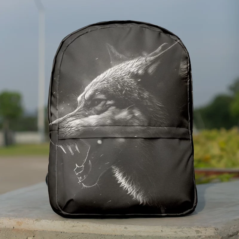 Wolf Portrait With Label Minimalist Backpack