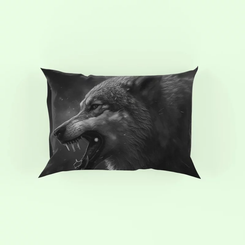 Wolf Portrait With Label Pillow Case