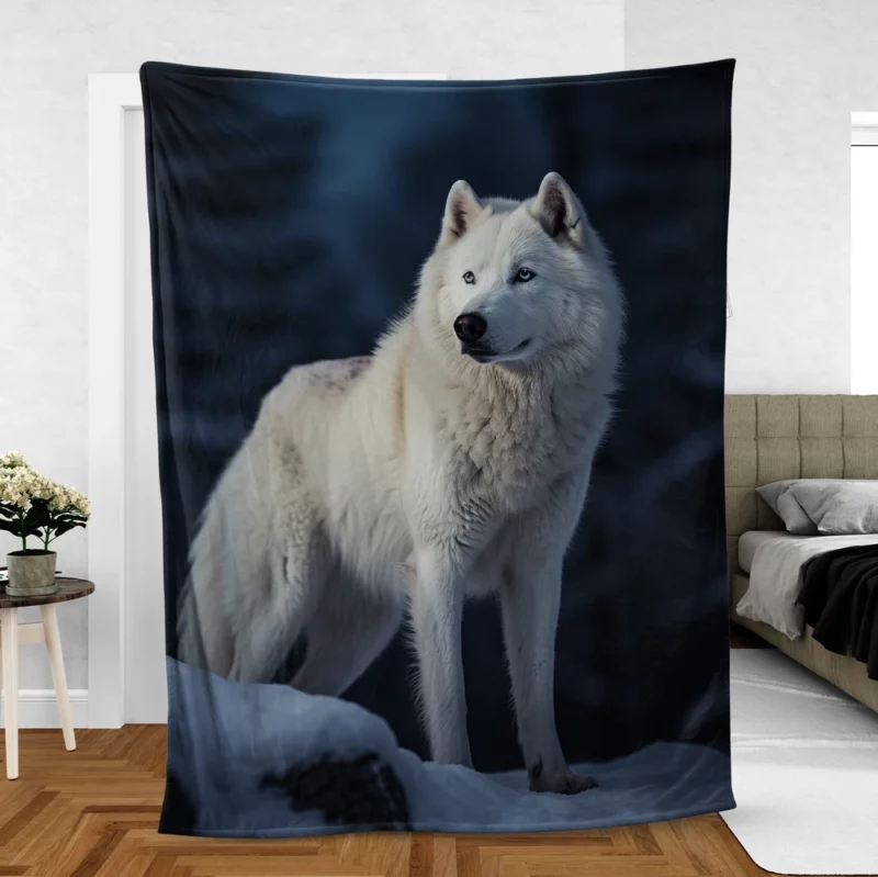 Wolf in the Snow Artwork Fleece Blanket