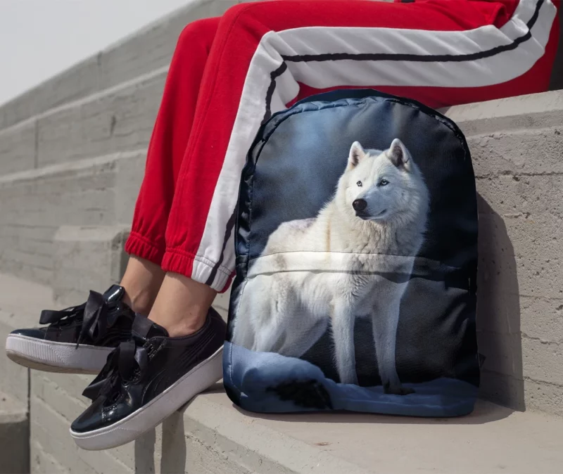 Wolf in the Snow Artwork Minimalist Backpack 1