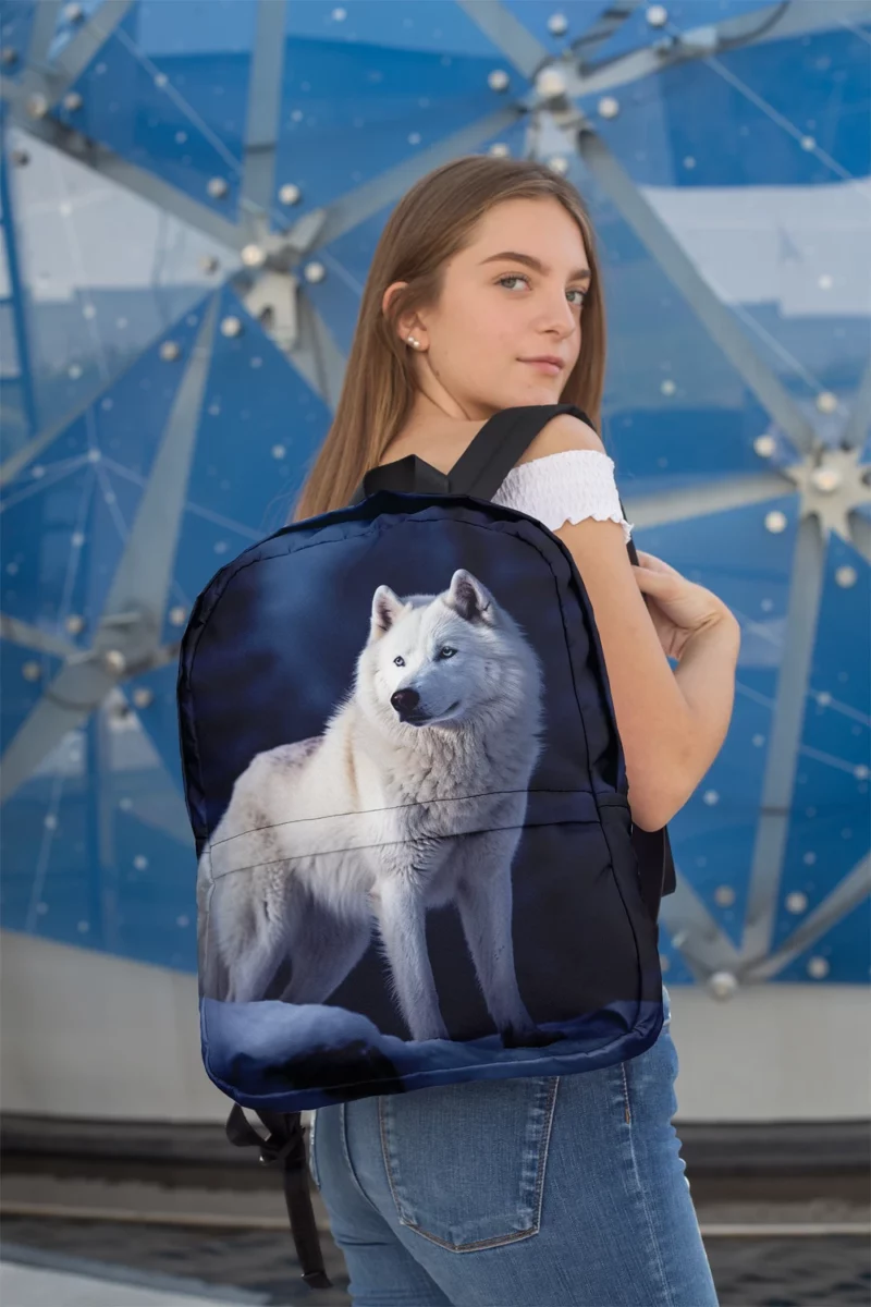 Wolf in the Snow Artwork Minimalist Backpack 2