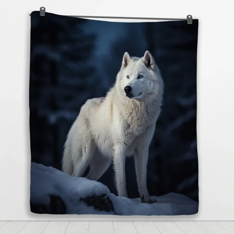 Wolf in the Snow Artwork Quilt Blanket 1