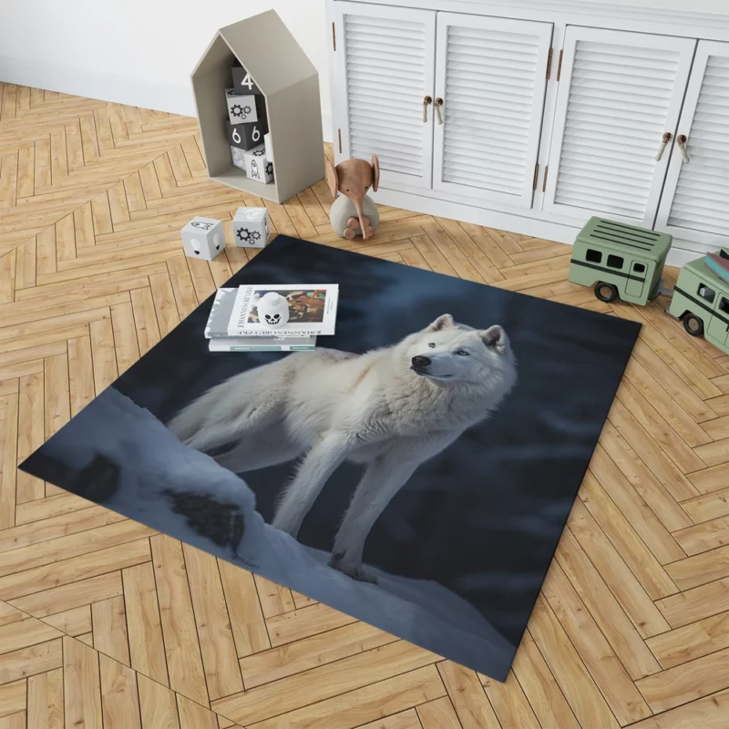 Wolf in the Snow Artwork Rug 1