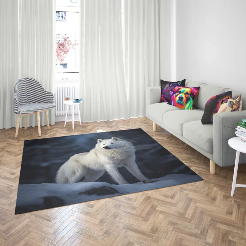 Wolf in the Snow Artwork Rug 2