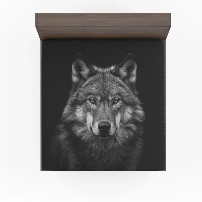 Wolf on Black Background Fitted Sheet