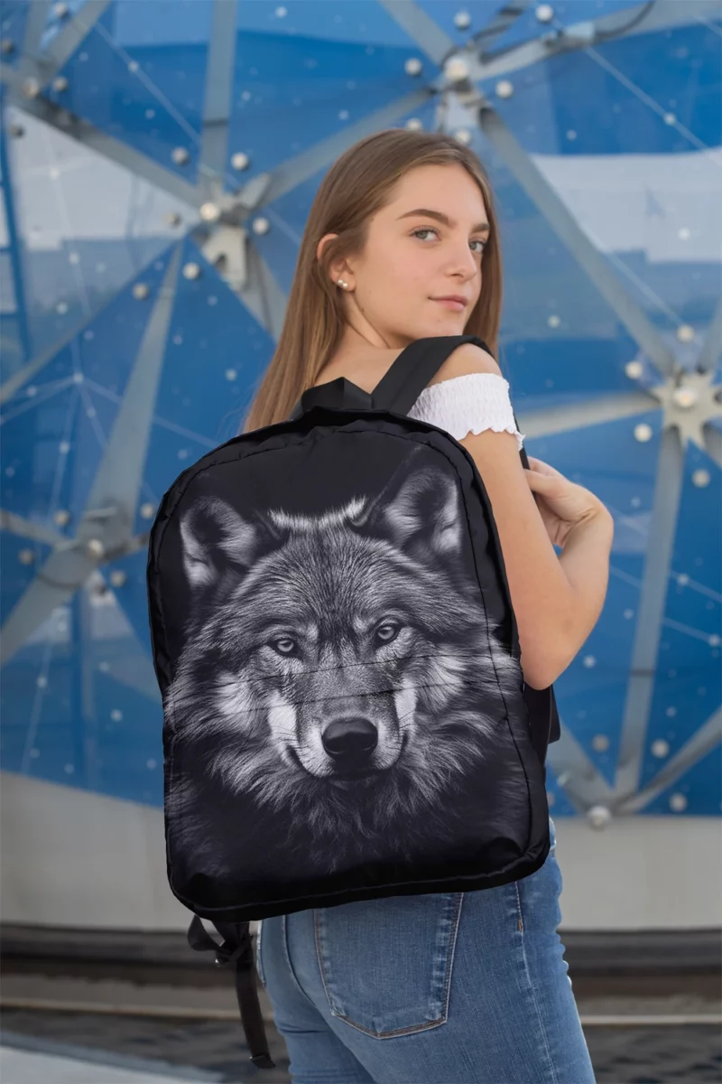 Wolf on Black Background Minimalist Backpack 2