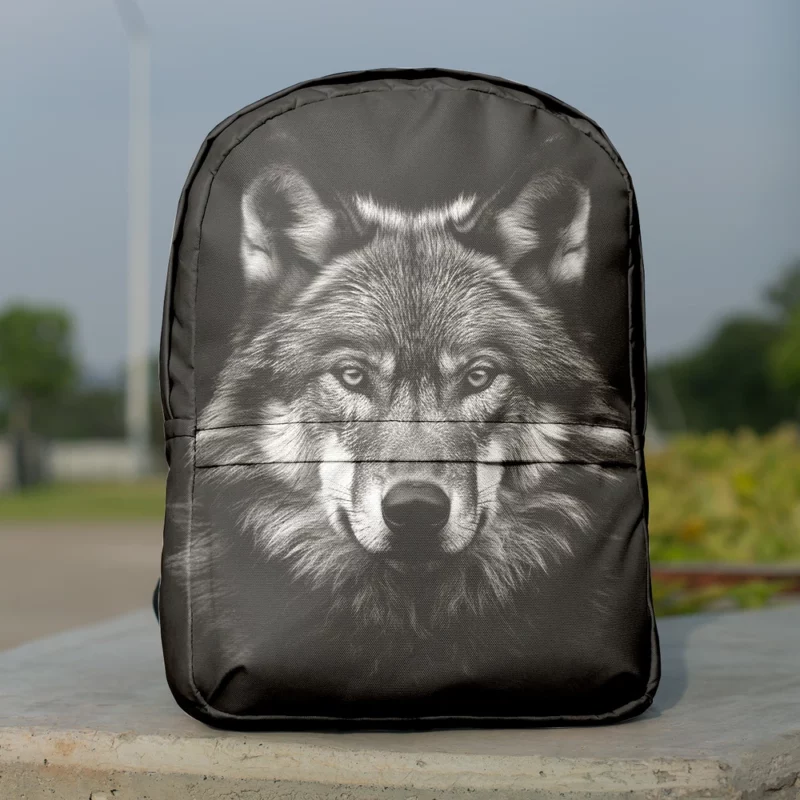 Wolf on Black Background Minimalist Backpack