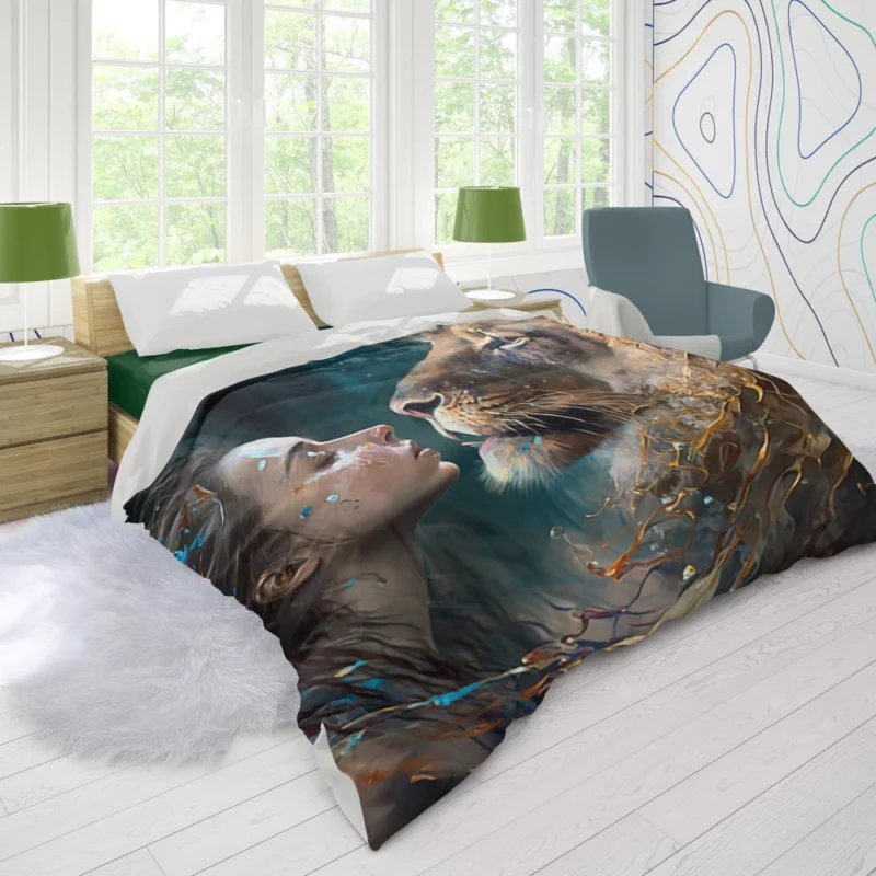 Woman Turned Into a Lion Duvet Cover