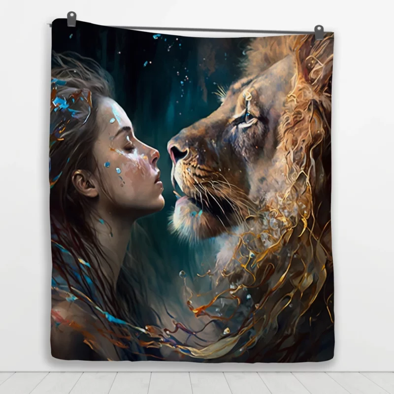 Woman Turned Into a Lion Quilt Blanket 1