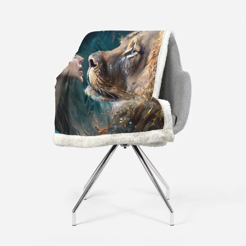 Woman Turned Into a Lion Sherpa Fleece Blanket 1