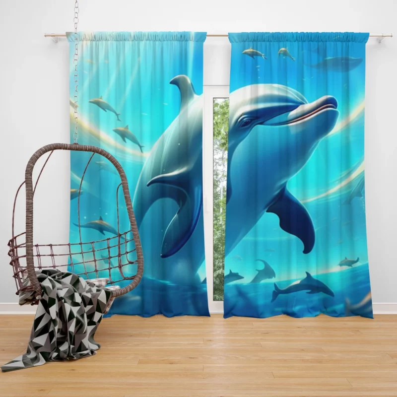 World Whale and Dolphin Day Window Curtain