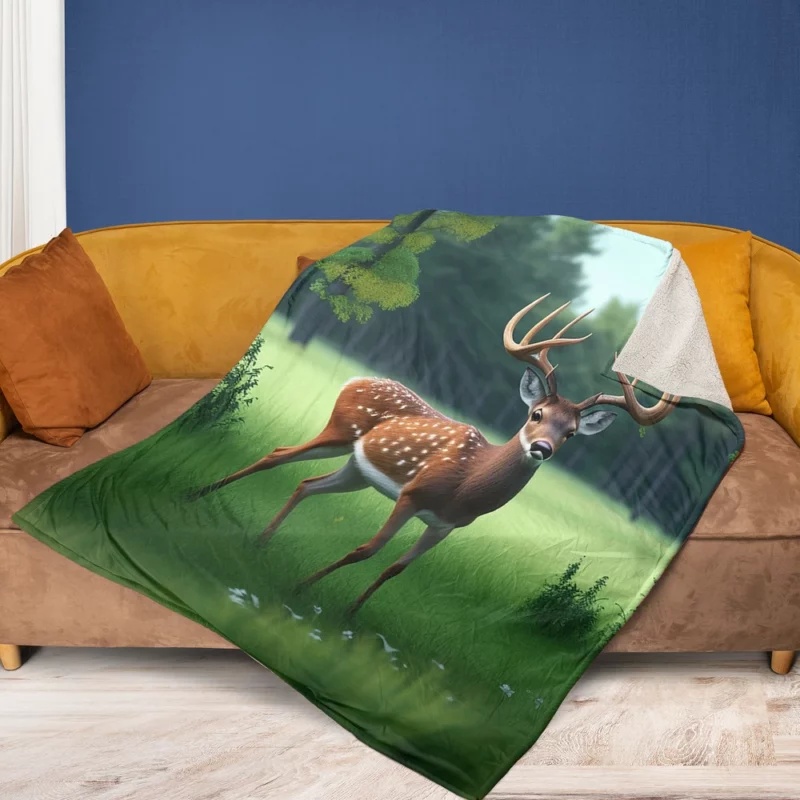 World Wildlife Day Art Forest Animals Deer Fleece Blanket 1