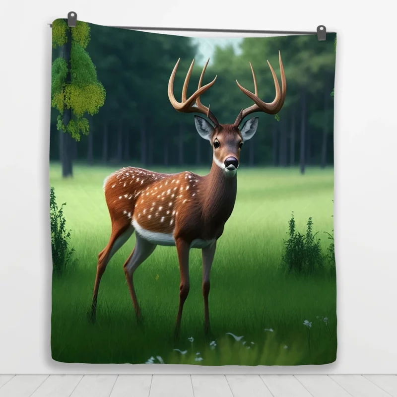 World Wildlife Day Art Forest Animals Deer Quilt Blanket 1