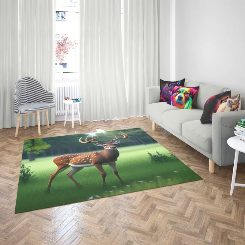 World Wildlife Day Art Forest Animals Deer Rug 2