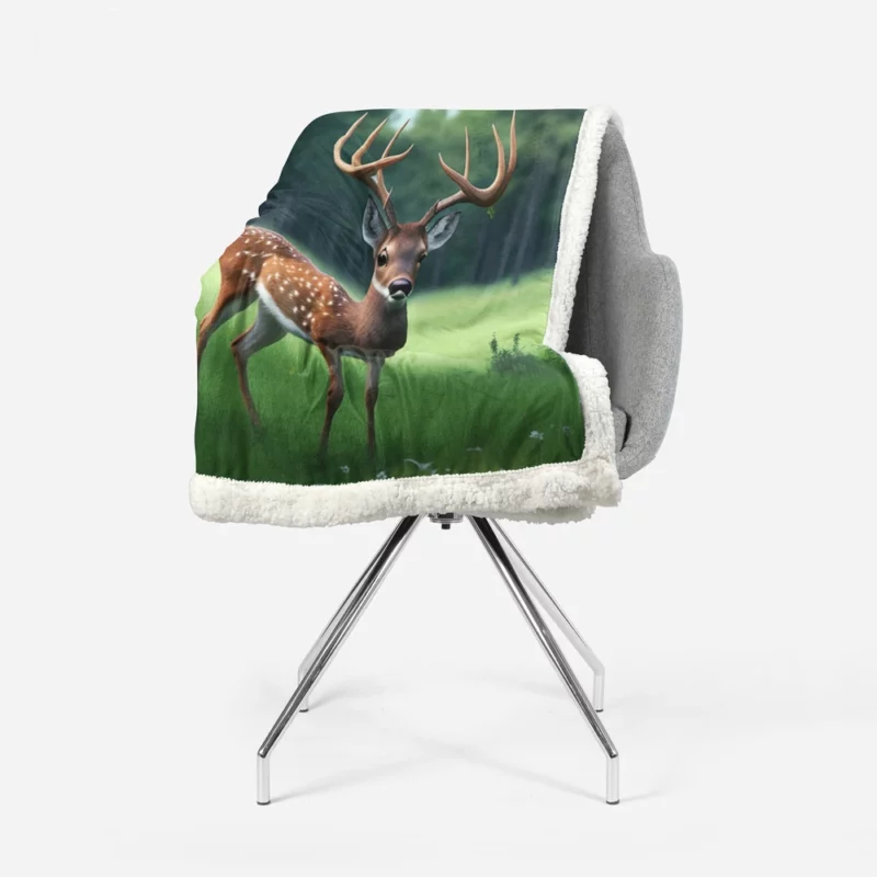 World Wildlife Day Art Forest Animals Deer Sherpa Fleece Blanket 1