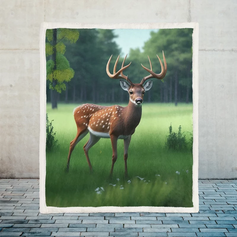 World Wildlife Day Art Forest Animals Deer Sherpa Fleece Blanket