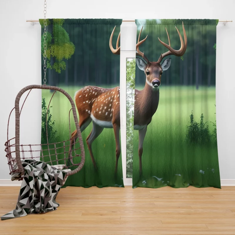 World Wildlife Day Art Forest Animals Deer Window Curtain