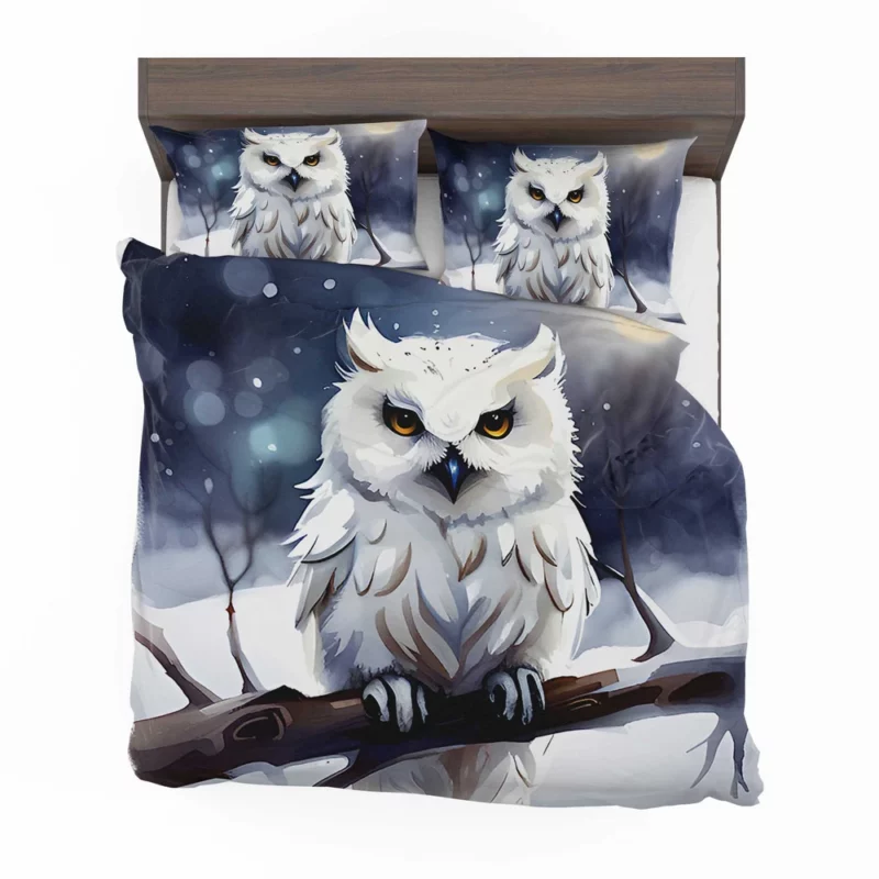 Yellow Eyed Owl on Branch Bedding Set 2