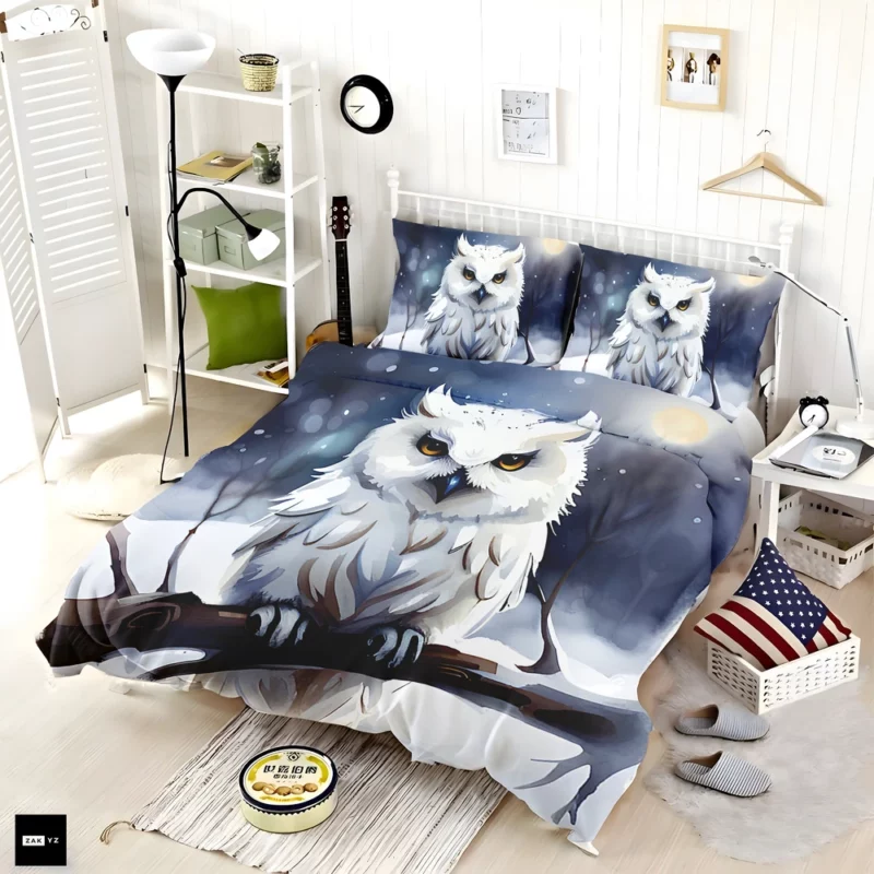 Yellow Eyed Owl on Branch Bedding Set