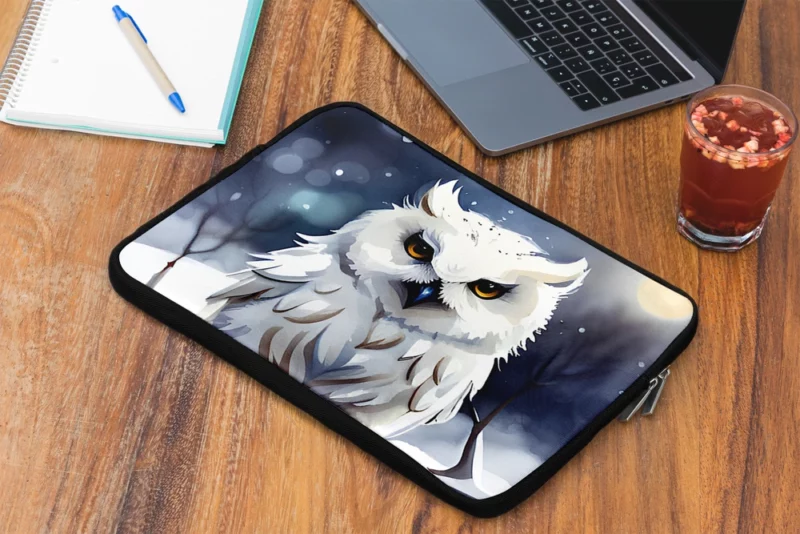 Yellow Eyed Owl on Branch Laptop Sleeve 2