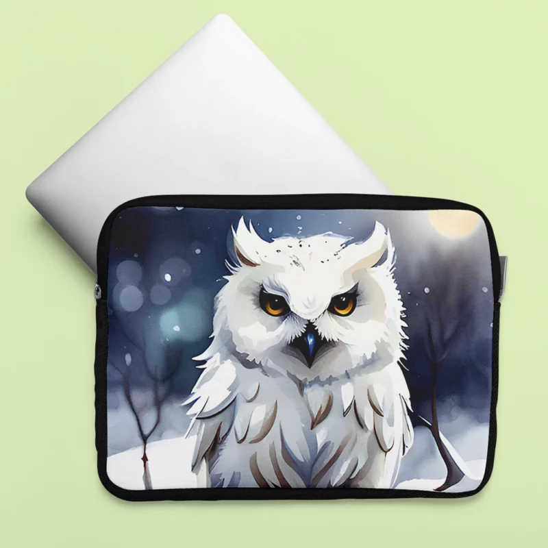 Yellow Eyed Owl on Branch Laptop Sleeve