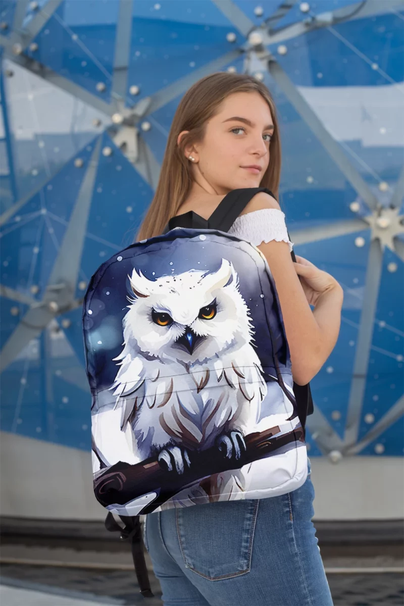 Yellow Eyed Owl on Branch Minimalist Backpack 2