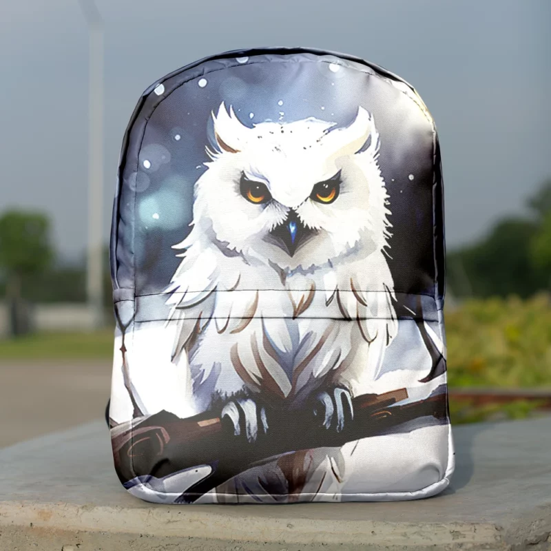 Yellow Eyed Owl on Branch Minimalist Backpack