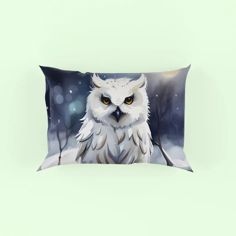 Yellow Eyed Owl on Branch Pillow Case