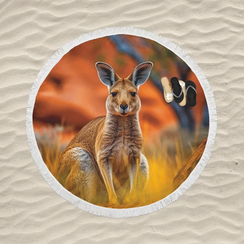 Young Deer Portrait Round Beach Towel