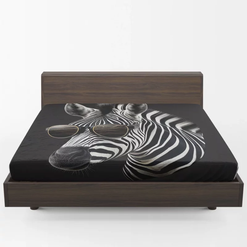Zebra Portrait With Glasses Fitted Sheet 1