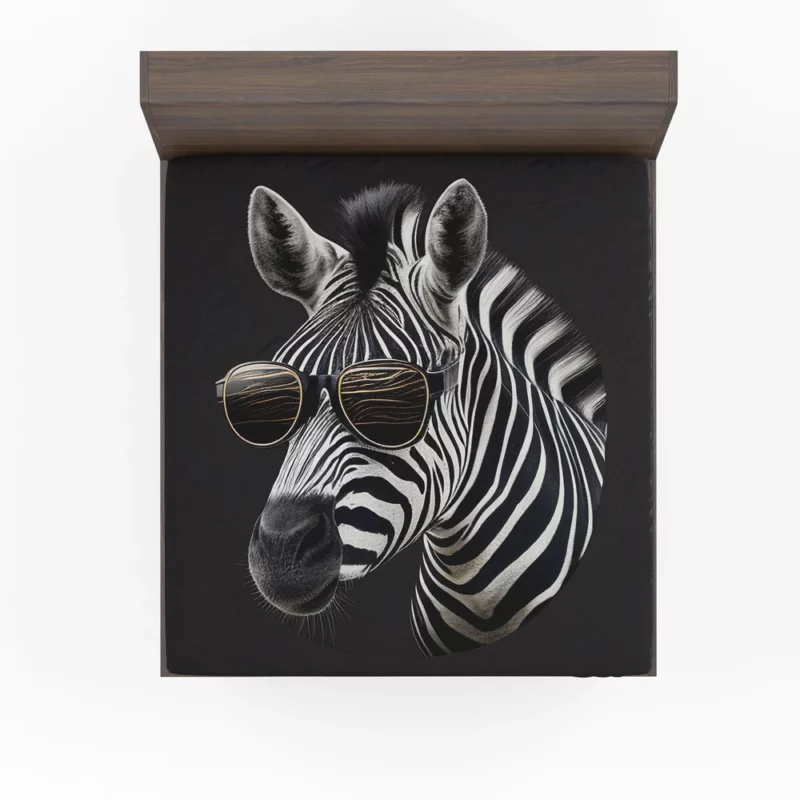 Zebra Portrait With Glasses Fitted Sheet