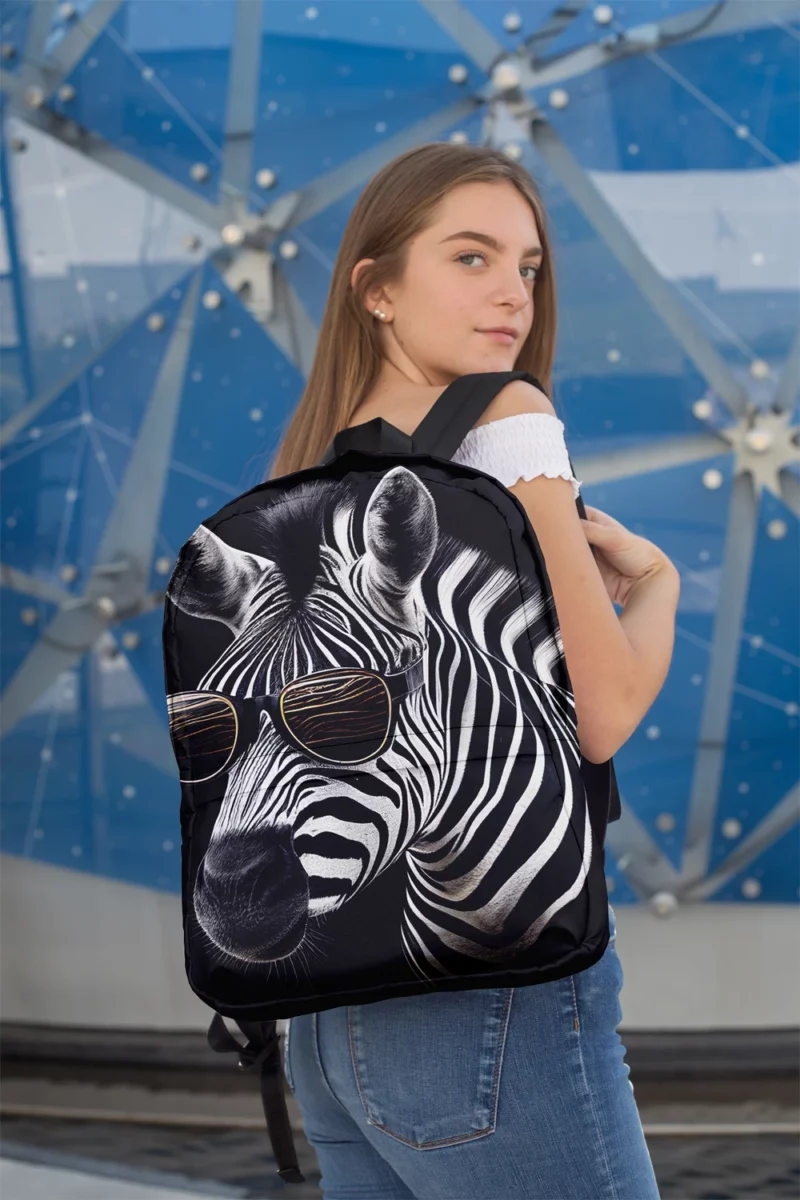 Zebra Portrait With Glasses Minimalist Backpack 2