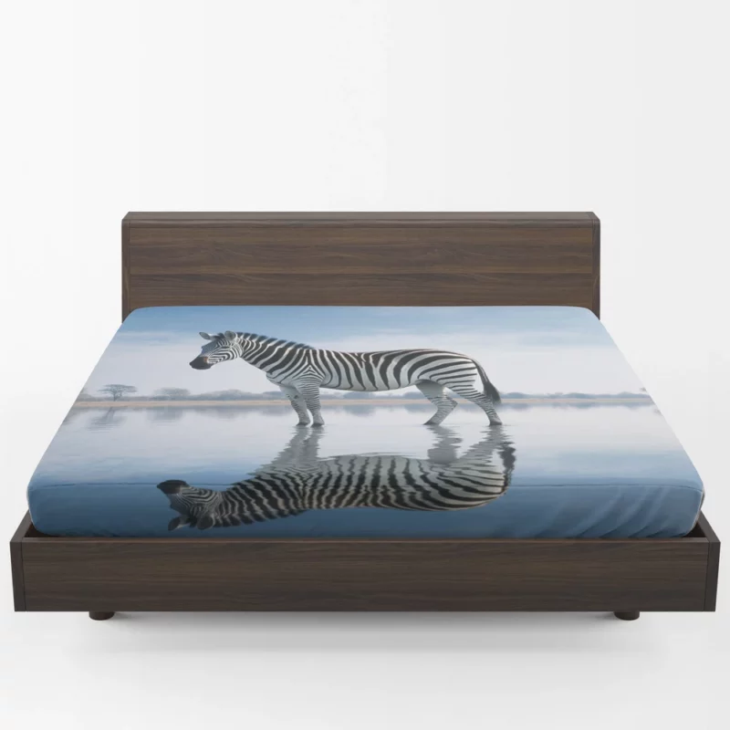 Zebra Reflection in Water Fitted Sheet 1