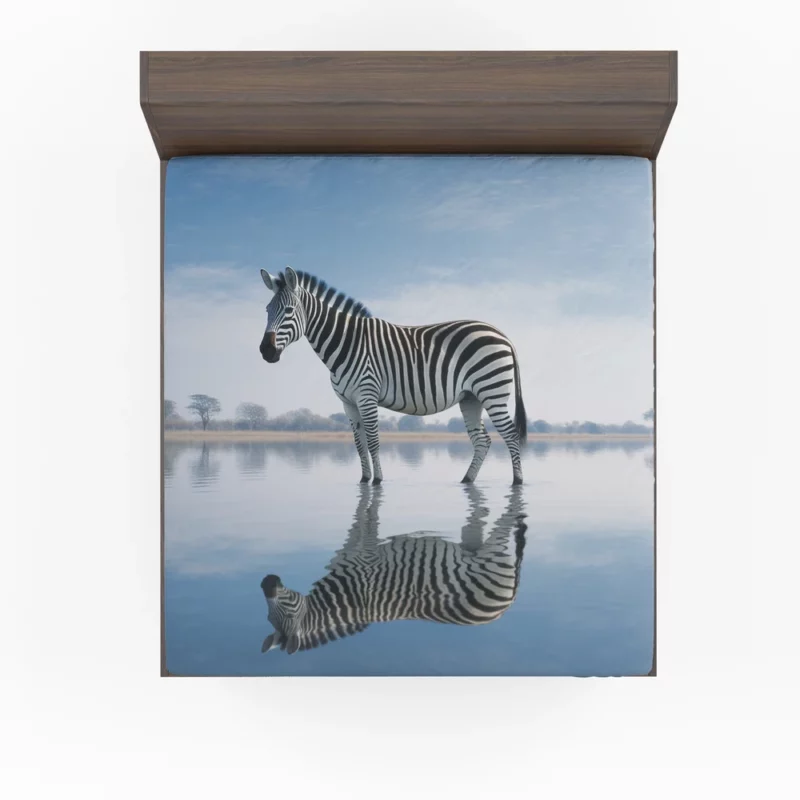 Zebra Reflection in Water Fitted Sheet