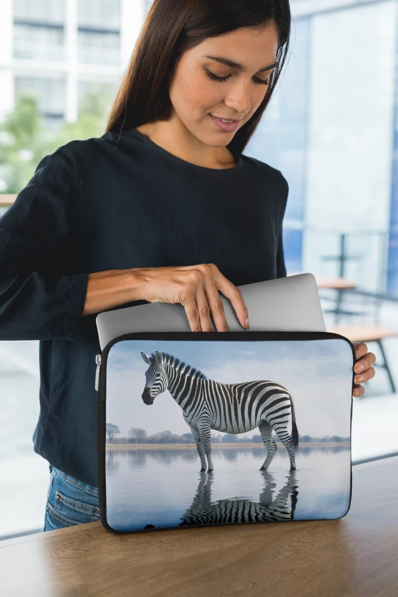 Zebra Reflection in Water Laptop Sleeve 1