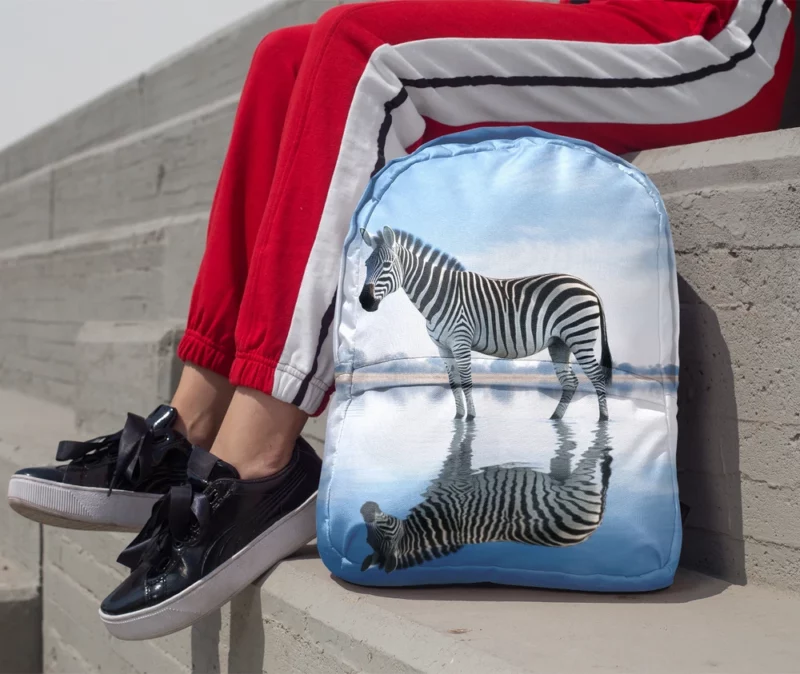 Zebra Reflection in Water Minimalist Backpack 1