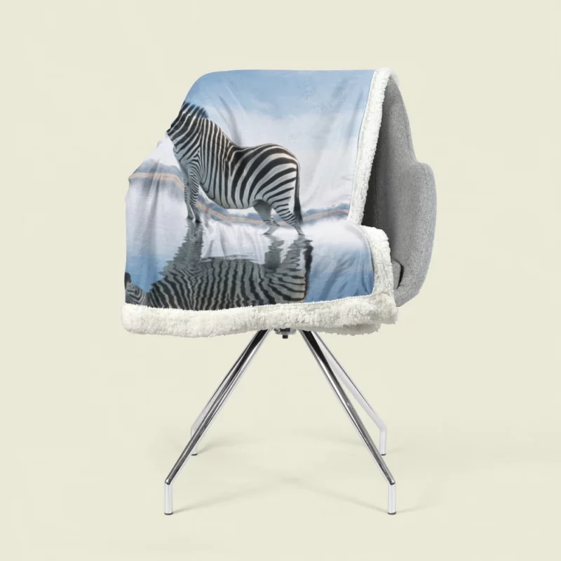 Zebra Reflection in Water Sherpa Fleece Blanket 1